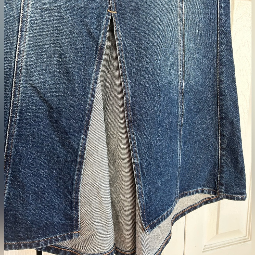 Express Denim Midi Skirt with Front Slit - Picture 4 of 7